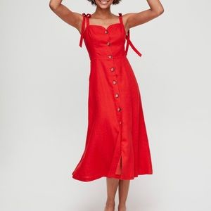 Wilfred red Rosalie Dress Linen midi dress Sz: 6